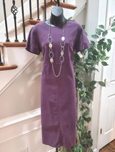 Vintage Talbots Women Purple Solid Lyocell Round Neck Short Sleeve Maxi Dress 8 - £94.16 GBP