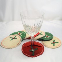 Christmas Stemware Wine Glass Covers Coasters Cozy Holiday Handmade Set ... - $14.99