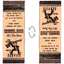 Vintage Matchbook Cover River Gardens restaurant Big Rapids, MI 1930s - £15.86 GBP