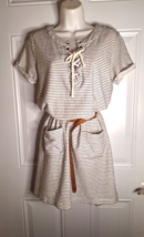 Roxy Short Sleeve Lace-Up Casual Stripe Dress Size Small - £14.33 GBP