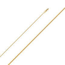 REAL 14k Yellow Gold 1.1mm Matte Round Wheat Chain Necklace 16&quot; 18&quot; 20&quot; 22&quot; 24&quot; - £201.77 GBP+