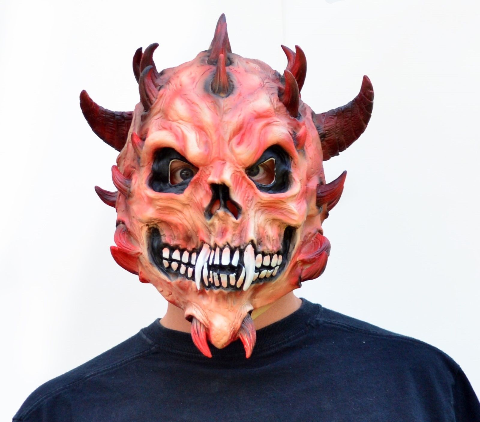 Red Devil Mask Scary Ghost Rider Diablo Red Devil Skeleton Skull Hallowe... - $15.99