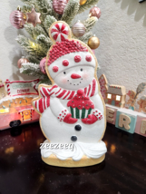 Gingerbread Peppermint Cookie Christmas Snowman Resin Figurine Figure 12.5&quot; - £35.02 GBP