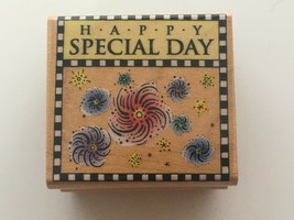 Hero Arts Checkerboard Special Day Rubber Stamp Happy Birthday Gift Tag Craft - £8.14 GBP