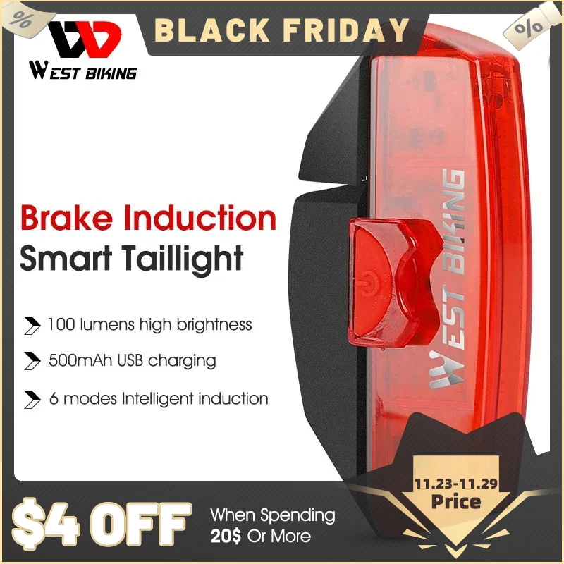 WEST BIKING Smart Brake Sensing Taillight Bike Rear Light MTB Road Bicyc... - $19.45+