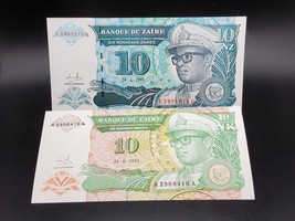 Pair Of Zaire Banknotes, 10 Nouveaux Makuta 1993 P-49 &amp; 10 Nouveaux Zaire P-54 - £3.10 GBP