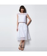 MILLY for DesigNation SKIRT Size: SMALL New Striped White Organza Midi - £103.58 GBP