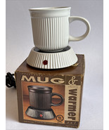 Vintage Coffee Desktop Cafe Stoneware Mug and Warmer White Electric - $9.07 CAD