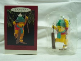 Vintage Hallmark Winnie The Pooh Bear With Skiis 3" Christmas Tree Ornament - £15.65 GBP