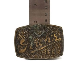 Strohs Beer Belt Buckle 2&quot; Bergamot Brass Works 1976 USA VTG Cowboy Country - £11.82 GBP