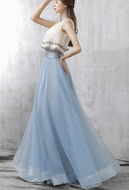 Dusty Blue Full Length Tulle Skirt Outfit Bridesmaid Custom Plus Size Tutu Skirt image 3