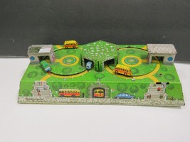 Vtg Russian Tin Toy City Scene Car Bus Rotary Miniature Litho Wind Up - £28.03 GBP
