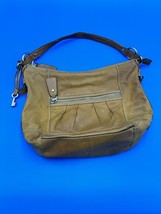 VTG Fossil Multi Pocket Yellow Leather Zip Medium Shoulder Bag Purse Key... - $27.58