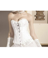 White Overbust Corset Plus Size 3XL 16 Brocade Sweetheart Corset Wedding... - $47.52 CAD