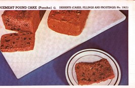 Vintage 1950 Mince Meat Pound Cake Recipe Print Cover 5x8 Crafts Food Decor - $9.99