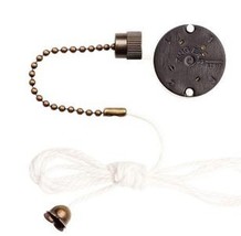 3 Speed Pull Chain Fan Switch Antique Brass Zing Ear ZE-208S ZE-208S1 77286 - £15.53 GBP