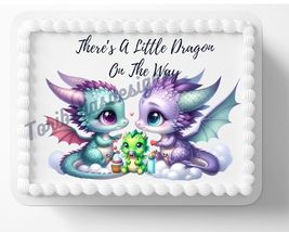 Baby Dragon Family Edible Image Year Of Dragon Baby Shower Edible Birthday Cake  - $16.47