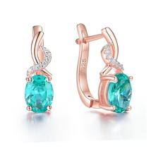 Rose Gold Topaz Gemstone Luxury Clip Earrings for Women Genuine 925 Sterling Sil - £21.01 GBP