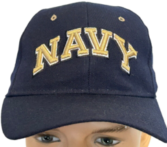 NAVY Midshipmen Black Fitted USNA Hat by Zephyr w/Gold Raised Script siz... - $7.60