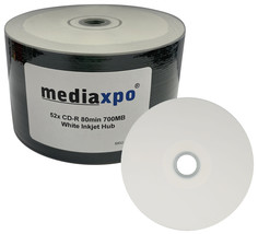 Grade A 52x CD-R 80min 700MB White Inkjet Hub Printable (Shrink Wrap) - $20.64+