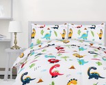 All Season Dinosaur Comforter Set With 2 Pillow Cases - 3 Piece Brushed ... - £32.10 GBP