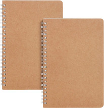 Notebook, Kraft Cover, 2 Pack, 80 Pages, Blank Spiral Notebook, Blank No... - £12.78 GBP