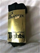 Vintage Black Danskin Ribbed Orlon Tights with Feet - £20.15 GBP