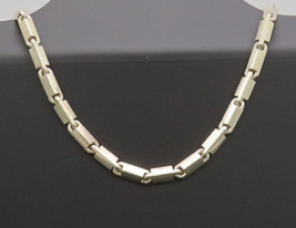 925 Sterling Silver - Vintage Brutalist Cuboidal Heavy Link Necklace - N... - £156.95 GBP