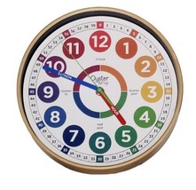 Oyster &amp; Pop Learning Wall Clock Kids Telling Time Teaching Works Plus A Battery - £18.10 GBP