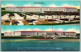 Dual  View Pentagon Building Arlington Virginia VA UNP Unused Linen Postcard H14 - £3.85 GBP