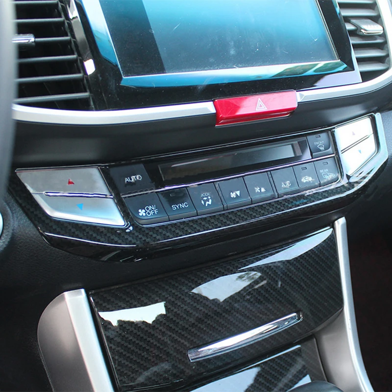 Car Carbon Fiber Console Dash CD Switch Panel Cover Trim for Honda Accord 2013 - £16.37 GBP