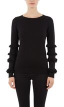 NY Collection Women Black Ruffle-Sleeve Sweater (X-Small) - $15.29