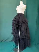 BLACK High Low Tulle Maxi Skirt Women Plus Size Hi-lo Layered Tulle Skirt image 2