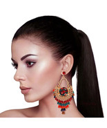 Multi Color Beaded Mandala Earrings - £14.81 GBP