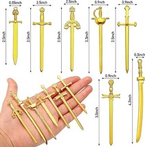 21 Large Sword Pendants Shiny Gold Medieval Themed Jewelry Set Bulk Wholesale - £15.60 GBP
