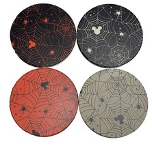 NEW 4 Disney Halloween Mickey Mouse Coasters Spooky Spiderwebs Different... - £15.17 GBP