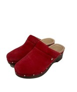 Vionic Women&#39;s Kacie Red Orange Suede Comfort Clog Slip Size 7 - £34.95 GBP