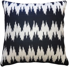Ikat Stripes Black and Cream Throw Pillow 17x17, with Polyfill Insert - £23.56 GBP