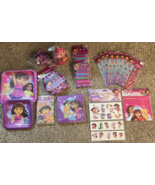 Lot of Dora the Explorer Kids Party Stickers Plates Cups Hats Tattoos Ba... - £21.68 GBP