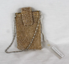 NWT GORGEOUS GIRL COLLECTION RHINESTONE BAG GOLD WITH SILVER CHAIN HANDL... - £18.51 GBP