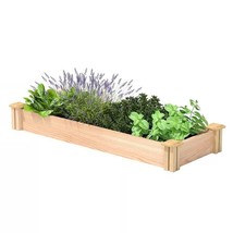 Unfinished Cedar Wood Raised Garden Bed Planter 4-ft x 16-inch - Made in USA - $152.68