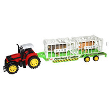 Friction Powered Tractor with Flatbed Trailer - Red (Tiger) - £30.11 GBP