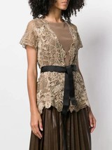 Brunello Cucinelli Belted Lace Top &amp; Tank Monilli details Brown Sz M NWT... - £625.72 GBP