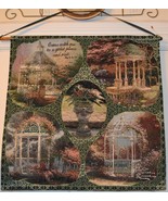 THOMAS KINKADE GARDEN GAZEBO TAPESTRY + DOWEL WALL HANGING -BIBLE VERSE ... - £33.80 GBP