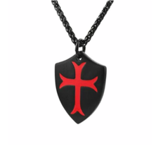 Knight Templar Shield Cross Necklace - £10.78 GBP