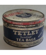 Vintage Tetley Tea Bags Round Metal Tin EMPTY Lidded Storage Box - £14.79 GBP