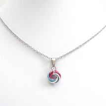 Transgender pride pendant, TINY chainmail love knot, trans pride jewelry - £6.83 GBP+