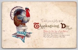 Thanksgiving Greetings Patriotic Turkey On Uncle Sam&#39;s Hat Postcard K28 - £3.87 GBP
