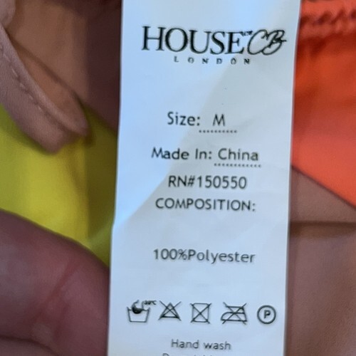 NEW House of CB Margot Women Size Medium Pants Beach Wide Leg Yellow Neon Coral Item image 12