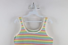 Vintage 70s Streetwear Womens Medium Rainbow Striped Knit Tank Top T-Shirt USA - £31.88 GBP